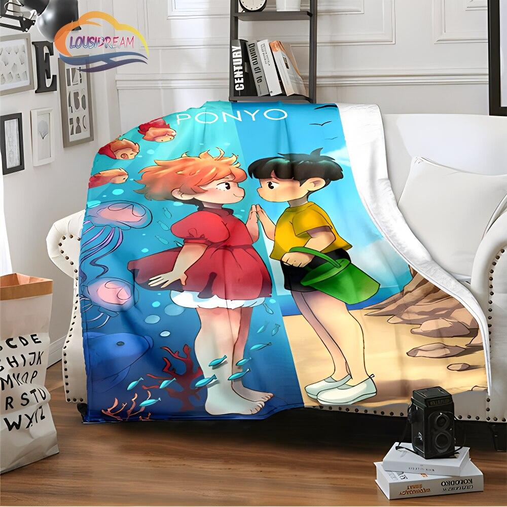 Ponyo on the Cliff, милое мультяшное одеяло Миядзаки Хаяо, одеяло из анимационной серии, одеяло «Четыре сезона» для детей и взрослых 75x90cm