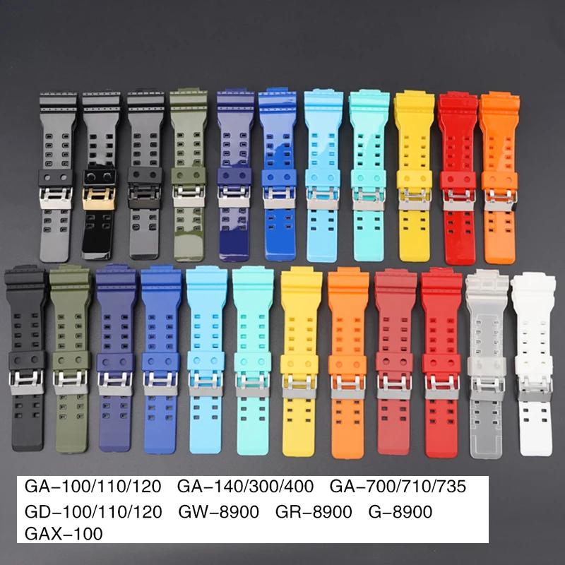 Ремешки для часов Ремешок для Casio G-SHOCK GA-100/110/140/200/400/700 GD-100 G-8900 GW-8900 Мужской спортивный водонепроницаемый силиконовый ремешок для часов из смолы 16 мм For Casio  16mm