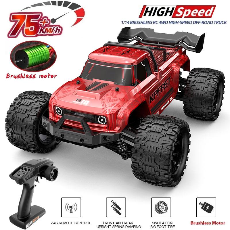 Новый КФ18 1:14 4WD RC автомобиль внедорожный гоночный высокоскоростной бесщеточный двигатель 2.4G дистанционное управление автомобили грузовик 75 км/ч грузовик со светодиодной подсветкой игрушка детский подарок 2S battery чёрный