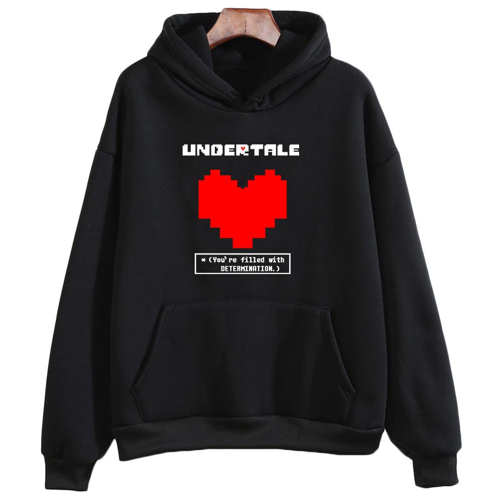 Толстовки с капюшоном Undertale Game «Вы наполнены решительностью», женская повседневная толстовка с длинными рукавами для зимы/осени, толстовка с капюшоном для девочек L