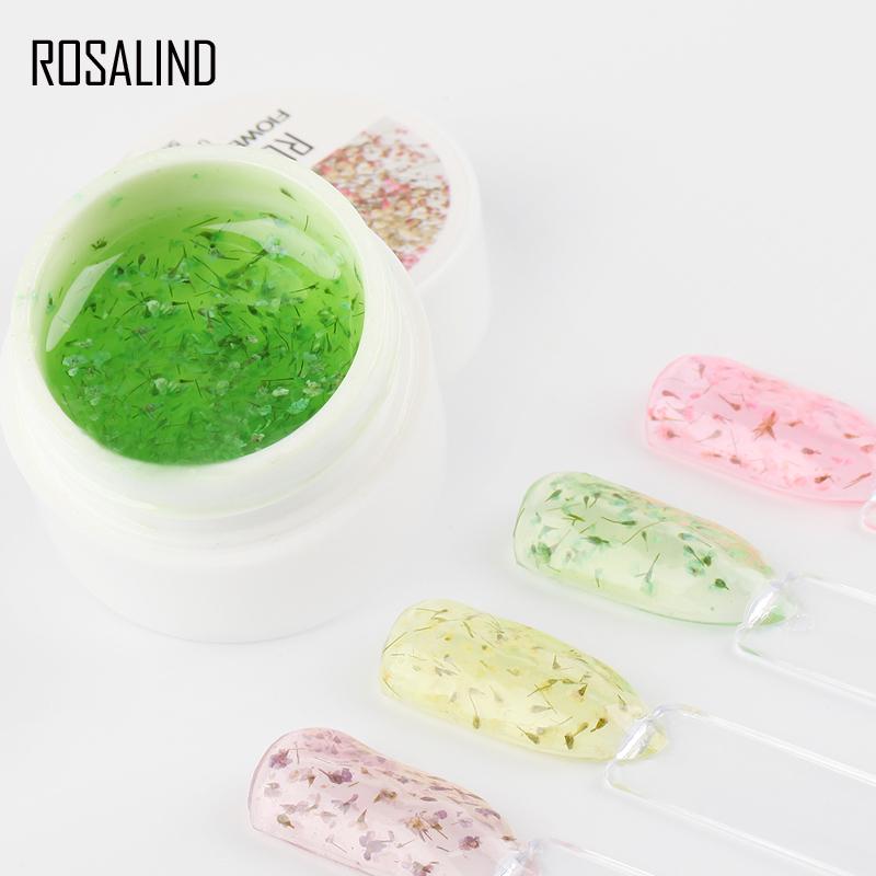 Гели для ногтей ROSALIND 5 мл DIY Натуральный сушеный цветок Фея Гель-лак для ногтей Цветочный маникюрный УФ-светодиодный гель