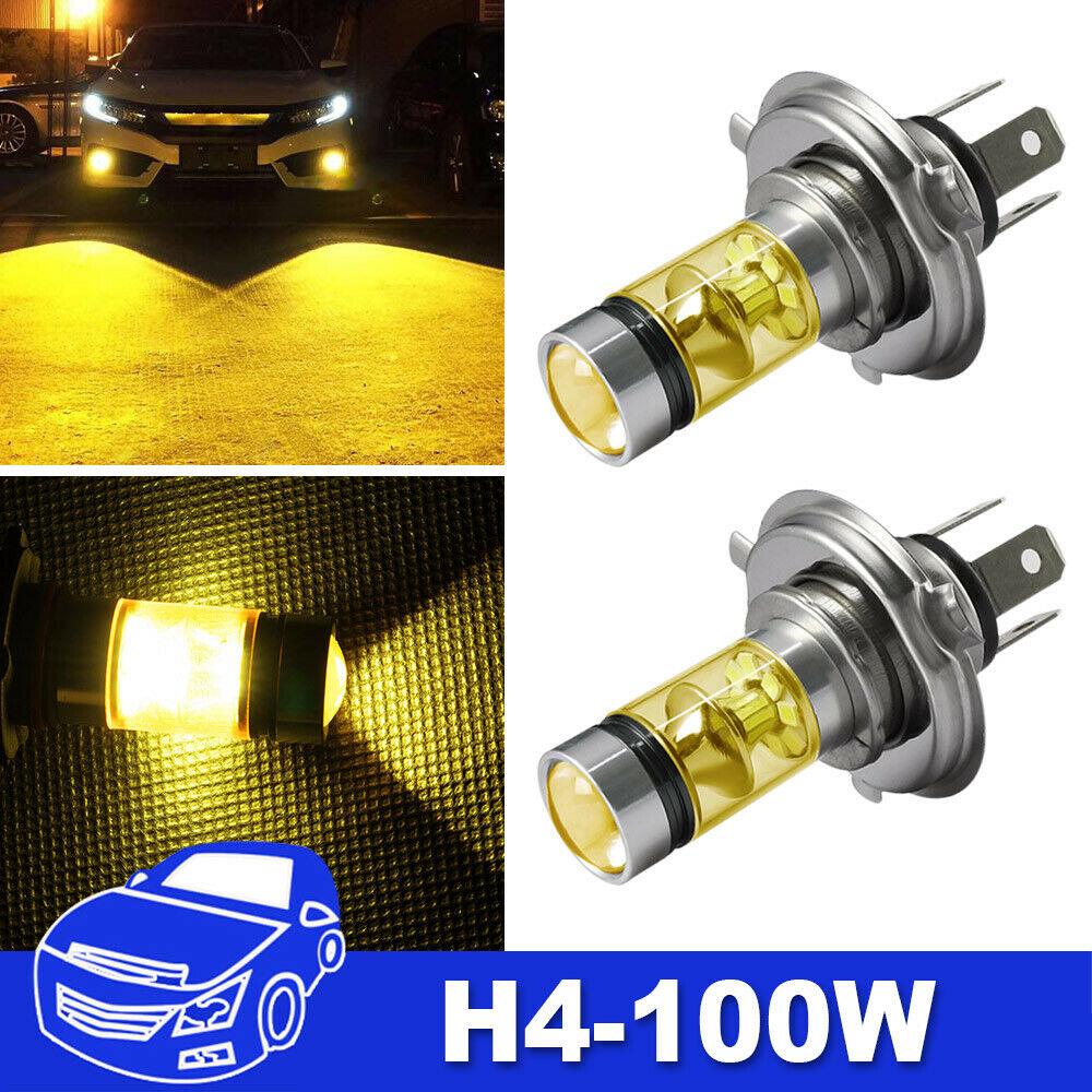 Лампа 2Pcs H4 Автомобильные светодиодные противотуманные фары Белые лампы 100 Вт 20 Smd Лампа дальнего света желтый H4 золотой