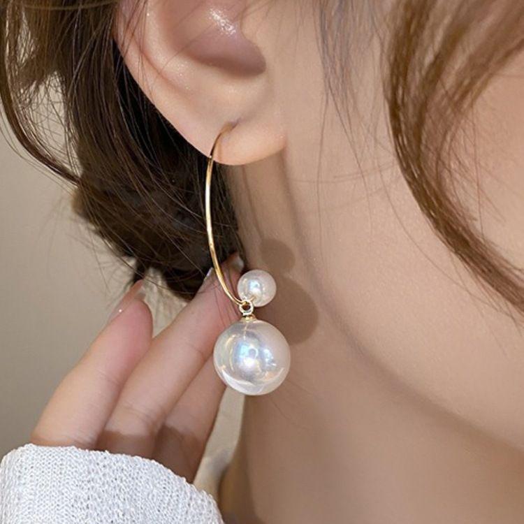  Нежные серьги с искусственным жемчугом, женские роскошные серьги-гвоздики, серьги-обручи