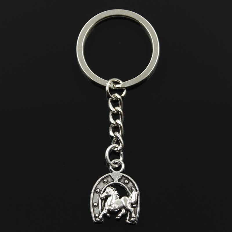 Модная лошадь Lucky Horseshoe 23x18 мм кулон 30 мм брелок для ключей серебряный цвет мужской автомобильный подарок сувенирный брелок