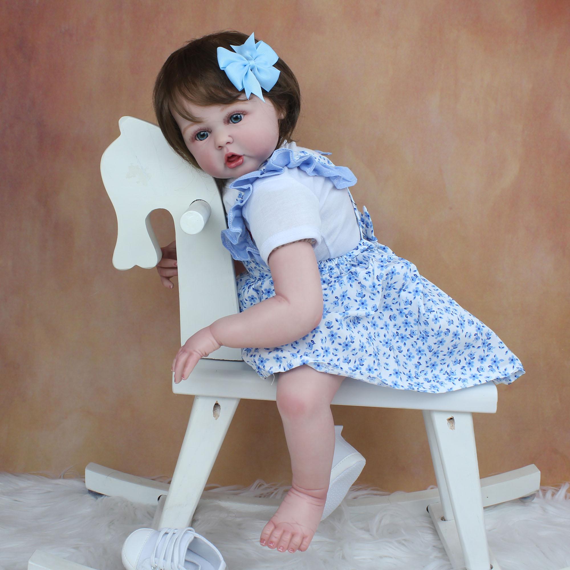 BZDOLL 60 см, ручная работа, 3D краска, силиконовая кожа, реборн, готовая кукла для малышей, игрушка для девочек, тканевое тело, реалистичная принцесса Bebe 60cm 3D-paint Skin Doll