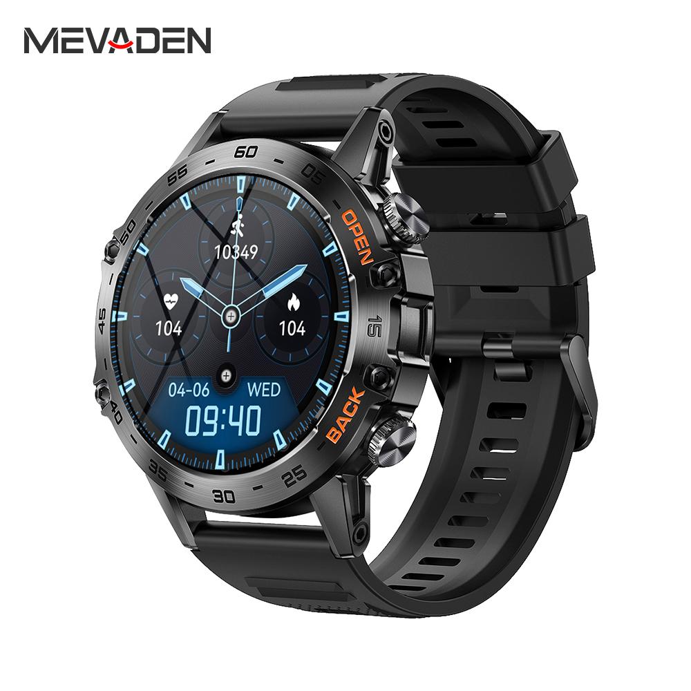 MEVADEN 1,39-дюймовый IPS-экран для мужчин, Bluetooth-звонок, умные часы, спортивный фитнес-трекер, монитор сердечного ритма, умные часы для Android IOS чёрный