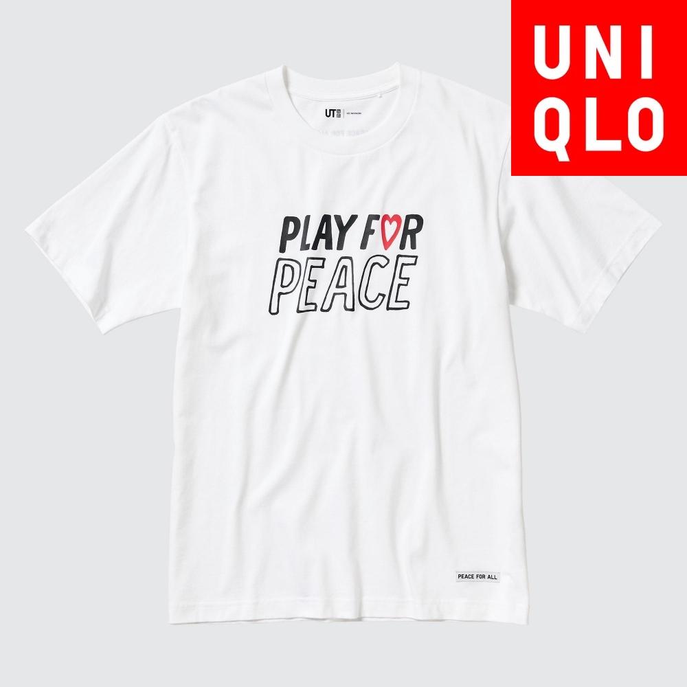 Футболка Uniqlo Japan Peace For All с коротким рукавом, стандартный крой, Кей Нисикори 00 WHITE/S