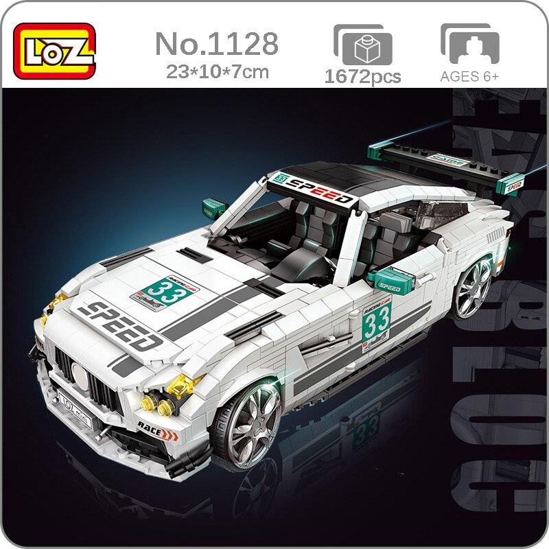 LOZ 1128 Модель автомобиля Модный спортивный гоночный автомобиль 1:18 масштабов 3D DIY 1672 шт. Мини-блоки Кирпичи Строительная игрушка без коробки