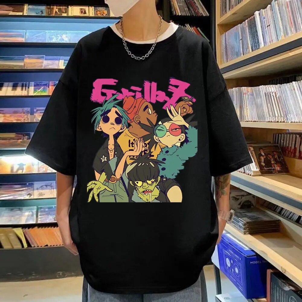 Trend Band Gorillaz Футболки с принтом Унисекс Женские модные футболки большого размера в готическом стиле в стиле хип-хоп Футболка с коротким рукавом 2XL