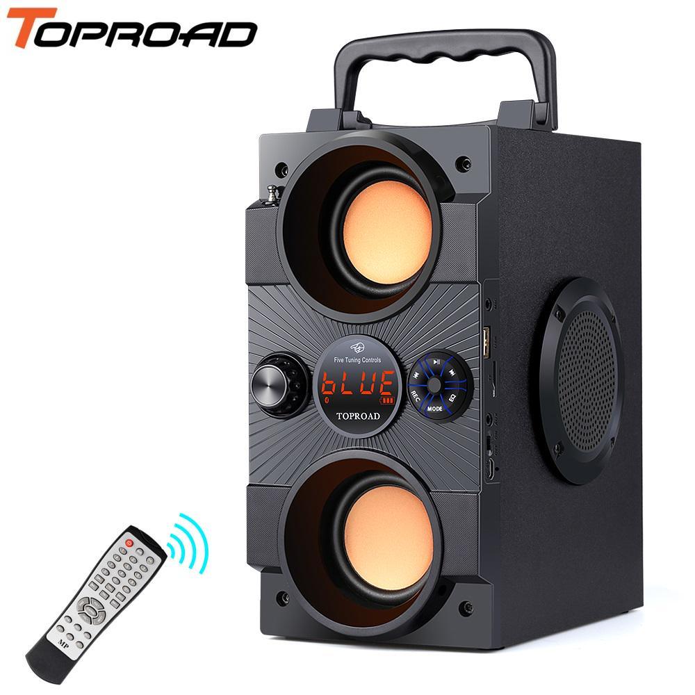 Портативная Bluetooth-колонка TOPROAD, 30 Вт, большая мощность, тяжелые басы, беспроводные колонки, сабвуфер, поддержка дистанционного управления, FM-микрофон, TF, AUX USB чёрный