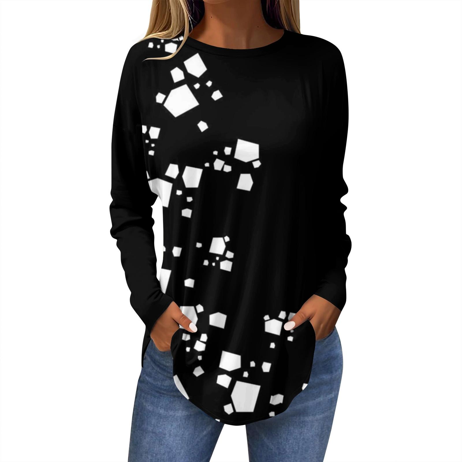 Ropa Mujer Tendencia 2024 Топы для женщин Модные женские повседневные топы с длинными рукавами и круглым вырезом с принтом Ropa De Mujer Y2k S