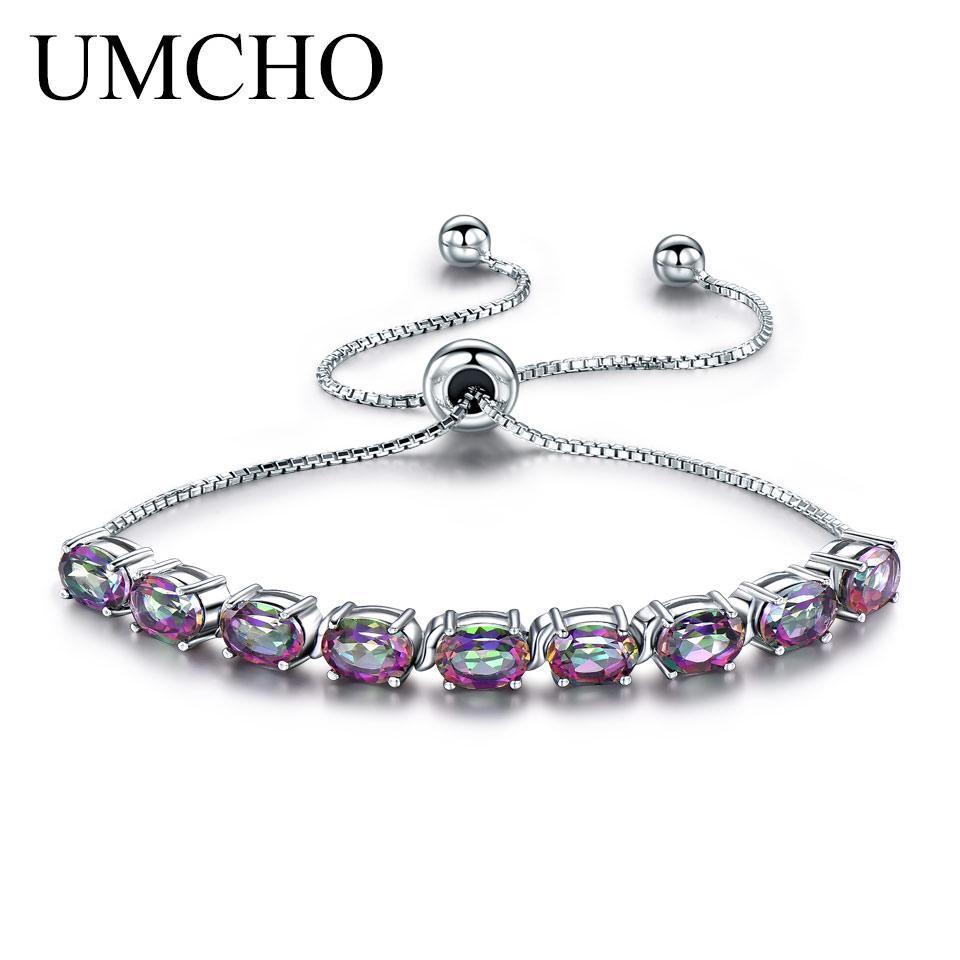 UMCHO 9ct мистический топаз чистый браслет-цепочка для женщин ювелирные изделия регулируемый браслет подарок на день матери Новый Mystic