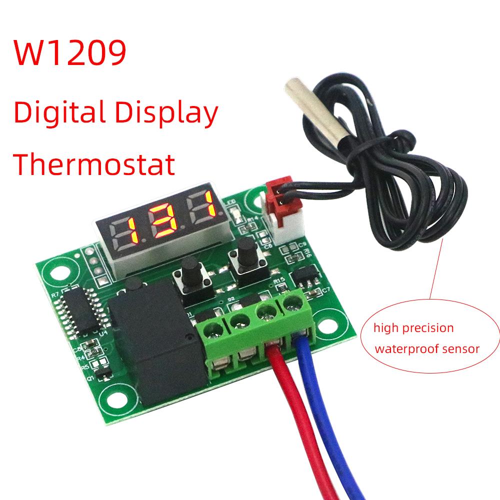 W1209 DC 12V Тепло-холодный термостат Температурный переключатель Мини-термостат со светодиодным дисплеем красный