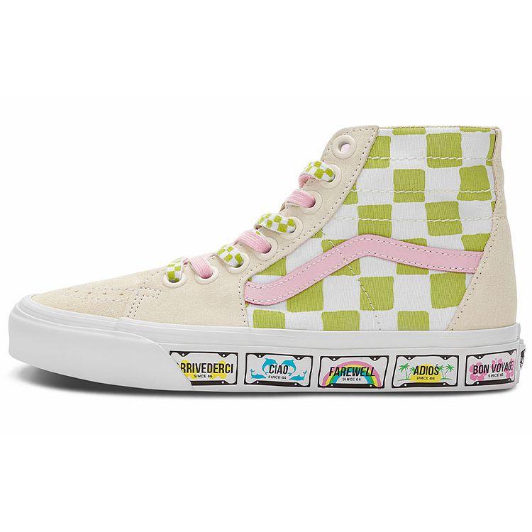 Кроссовки унисекс Vans Emma Mulholland on Holiday x Sk8-Hi Tapered Whimsical Checkboard, светло-коричневые, разноцветные, истинно-белые VN0A5KRU6GL 35