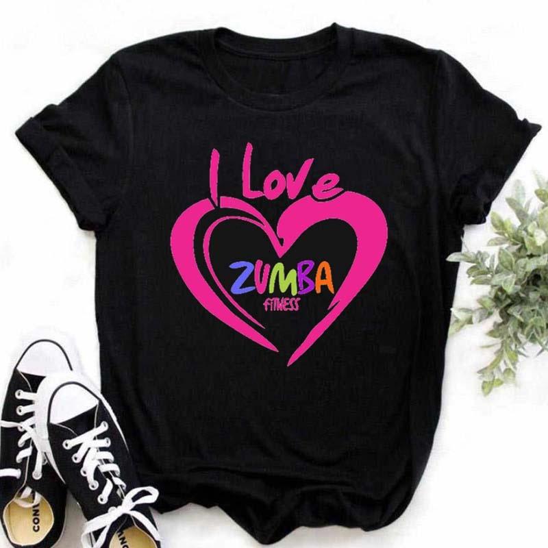 Футболка с принтом в виде сердца I Love Zumba Dance Женская одежда Футболка с забавными буквами и графическим принтом Femme XXS