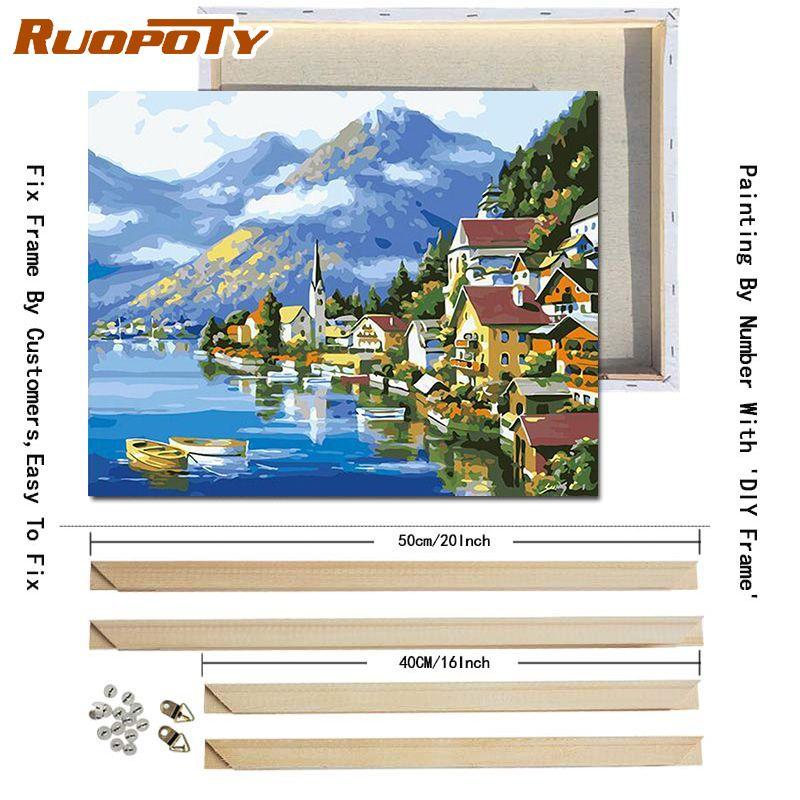 Ruopoty DIY рамка Приморский пейзаж DIY картина по номерам пейзажная картина маслом Современная настенная живопись Декор в гостиную 40x50 см