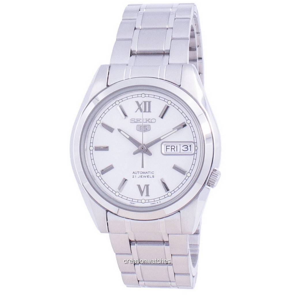 Seiko 5 Автоматические мужские часы с серебряным циферблатом SNKL51 SNKL51K1 SNKL51K серебряный