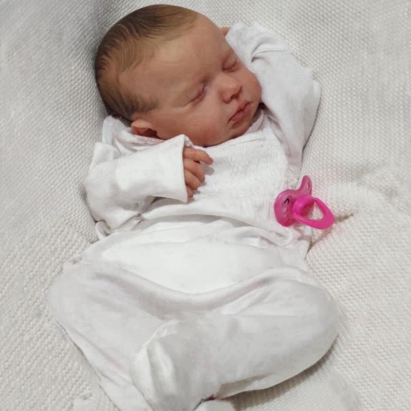 19-дюймовые готовые куклы Reborn Baby Sleeping LouLou уже окрашены целиком из силиконового винила или тканевого тела. Дополнительная кукла-эмуляция с волосами ручной работы. Детская игрушка. cloth body