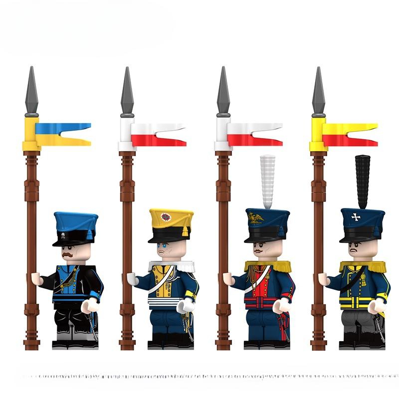 Мини-фигурка Moc Наполеона Среднего века, копье, кавалерия, сделай сам, строительные блоки, игрушки, подарок для друзей для мальчиков и девочек