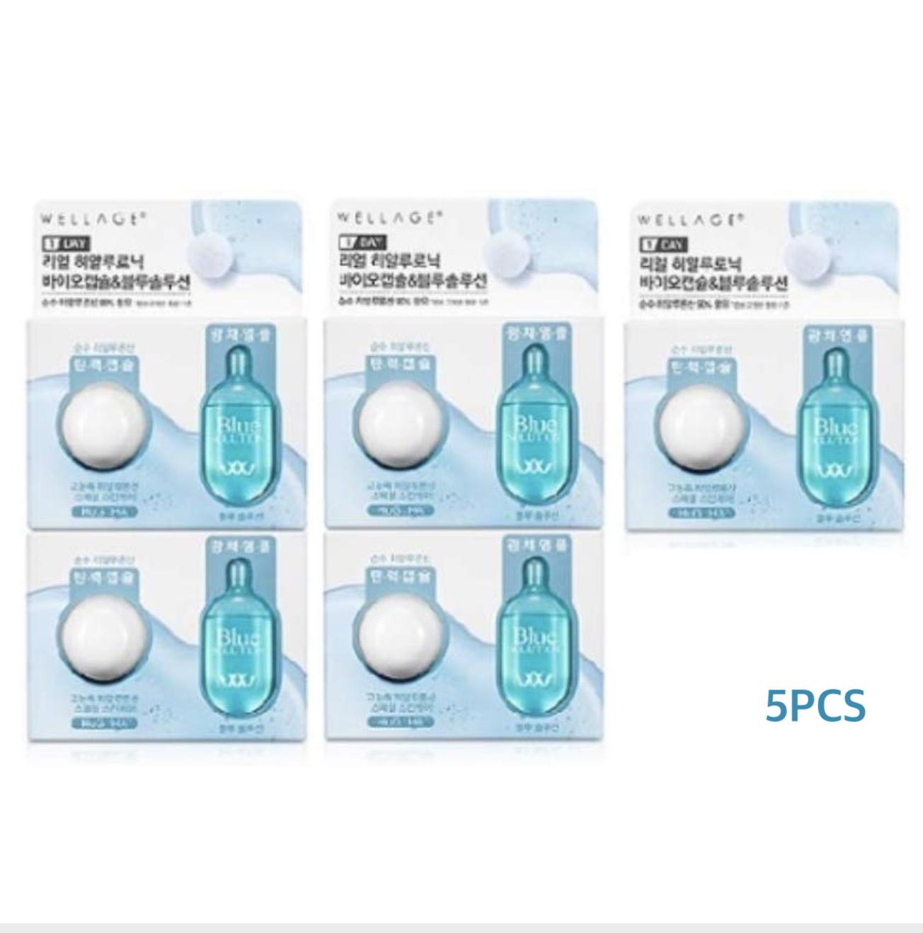 WELLAGE Real Hyaluronic BIO Capsule & Blue Solution Oneeday Kit 5PCS