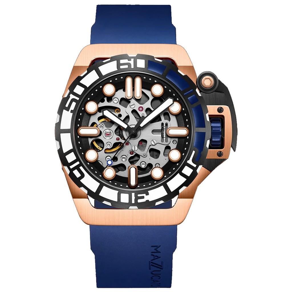 Mazzucato RIM Sub Blue и розовое золото скелетонизированный циферблат Автоматические мужские часы Dive SK2-RG 100M синий