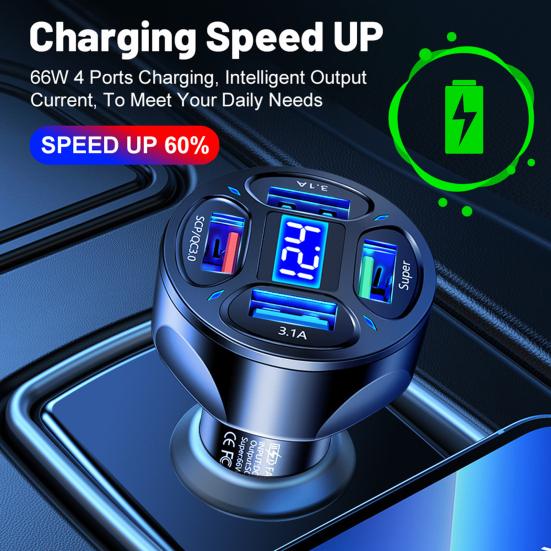 Практичное автомобильное зарядное устройство Plug-and-Play, стабильная выходная мощность, быстрая зарядка чёрный