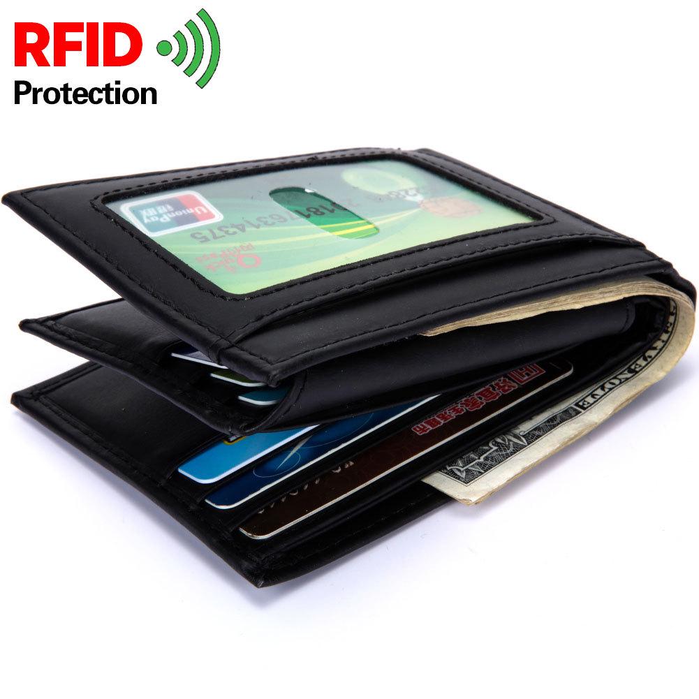 RFID защита от кражи мужские кошельки карман для монет кошелек держатель для карт на молнии кошельки из натуральной коровьей кожи чёрный