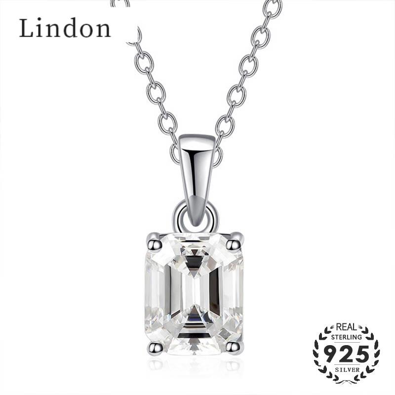 Lindon Роскошное ожерелье из стерлингового серебра 925 пробы с цирконом и прямоугольным кулоном, ювелирные изделия для женщин, свадьба, помолвка, вечеринка