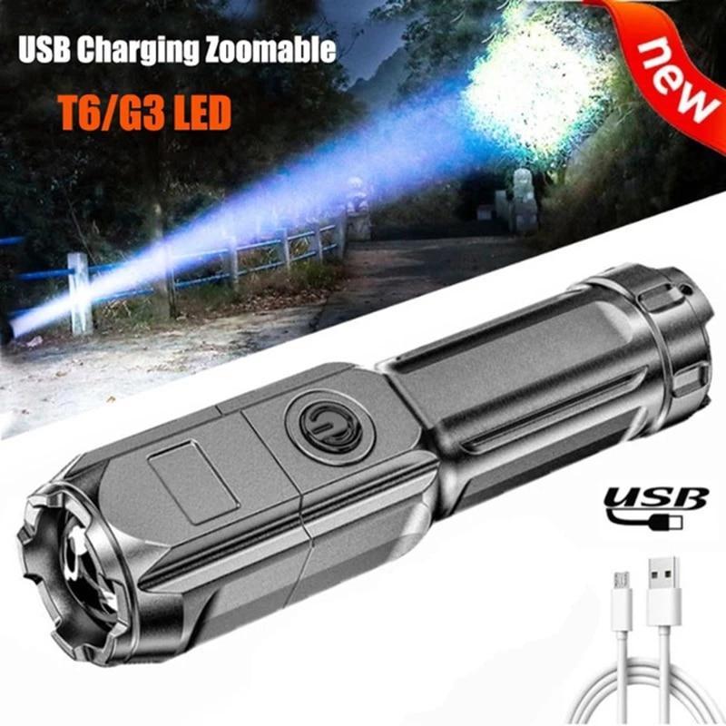 Портативные светодиодные фонарики Usb, ультра яркий фонарь, режим освещения для кемпинга, водонепроницаемый, с возможностью масштабирования, аккумулятор 18650, уличные инструменты холодный серый