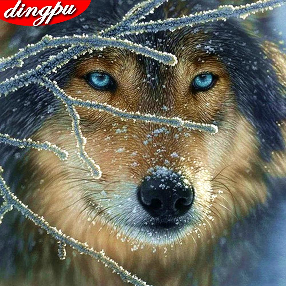 5D Алмазная картина Полный Круглый Волк Фермерский Дом Декор Алмазная Мозаика Животное 30x30CM