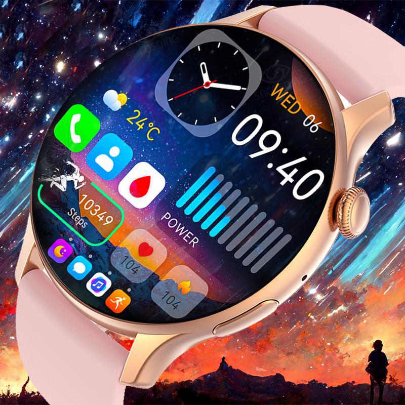 Смарт-часы и фитнес-браслеты 2024 Новые женские 466*466 AMOLED 1,43  Экран NFC Сердечный ритм Кислород в крови Bluetooth Вызов IP68 Водонепроницаемые мировые часы Смарт-часы