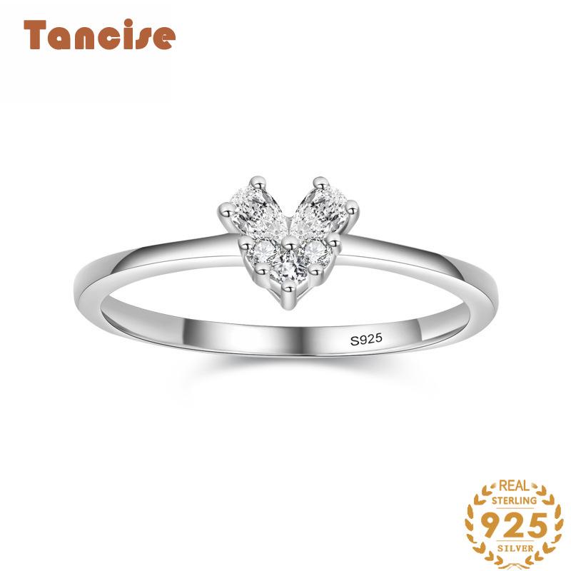 Tancise Classic стерлингового серебра 925 пробы кольцо с цирконом женские ювелирные изделия свадебное обещание вечерние подарок 5 серебряный