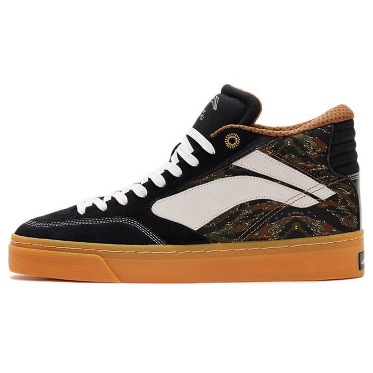 Li Ning Weiwu 180 удобные мягкие эластичные скейтбордные туфли с тигровыми полосками камуфляж средней высоты для скейтбординга мужские туфли для скейтбординга черные AECS003-3 39