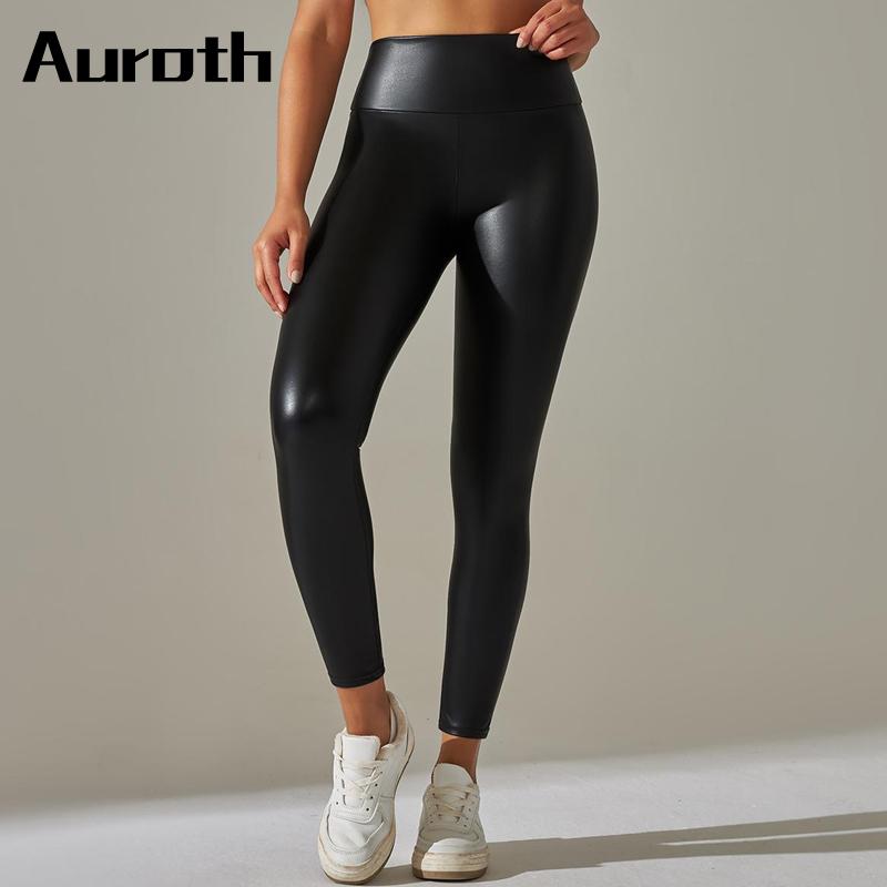 Auroth женские брюки из искусственной кожи, зимние леггинсы, тонкие леггинсы-карандаш с высокой талией, черные брюки больших размеров XS чёрный
