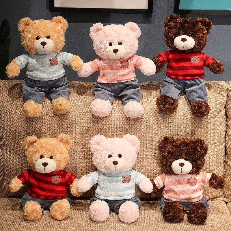 Kawaii милый кудрявый плюшевый мишка с одеждой, игрушки Peluche, милые куклы-медведи, мягкая подушка с животными, подарок для маленьких девочек