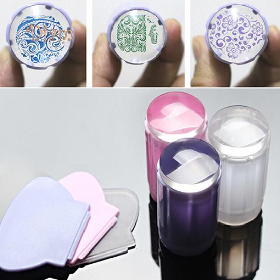 Fetong Clear Nail Art Jelly Stamper Штамп скребок Набор польских штамповочных маникюрных инструментов прозрачный