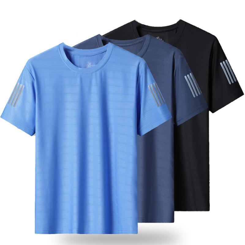 (L-8XL)Мужская футболка Ice Silk Quick Dry Sports для кемпинга, пешего туризма, рыбалки, круглого выреза, фитнеса, бега, спортзала 8XL белый