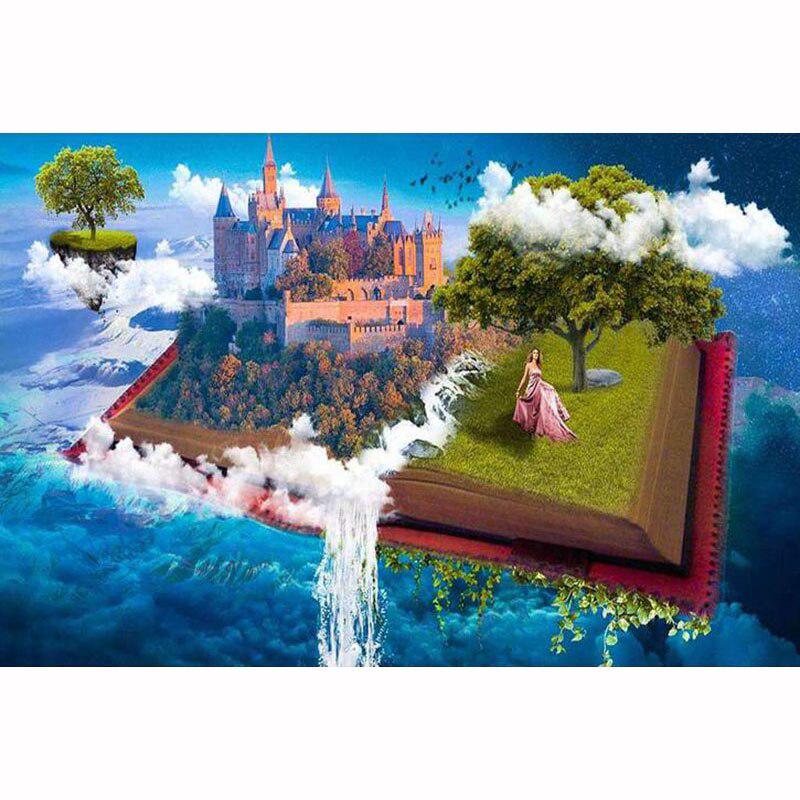 5D DIY Алмазная книга Ocean Castle Игла Полная круглая алмазная вышивка 20X30CM