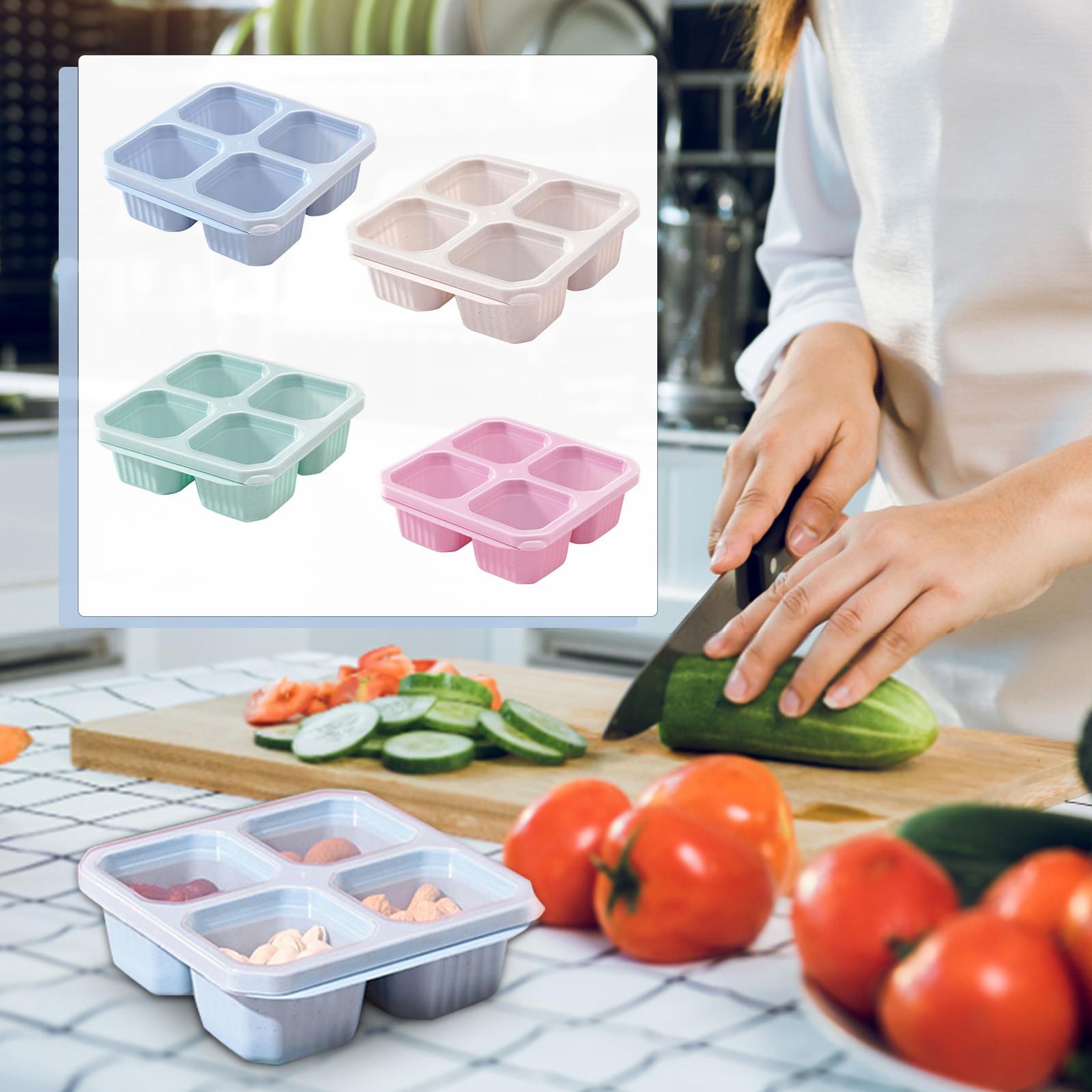 Контейнер для закусок, 4 отделения, коробка для закусок для обеда, многоразовый контейнер для приготовления еды для взрослых, малышей One Size