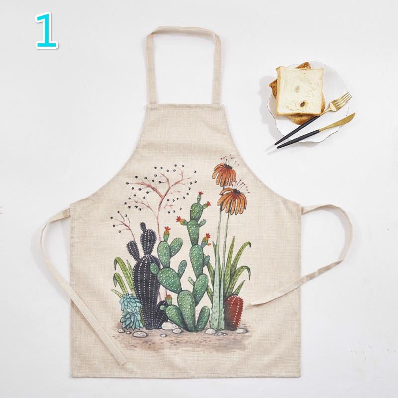 Фартук с рисунком из мультфильма, полиэстер, кулинария, кухня, ресторан, кактус, мясистый, зеленый, модный фартук с растениями 1