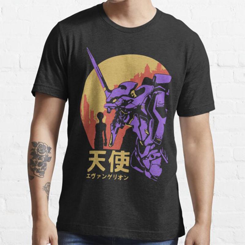 100% хлопок Neon Genesis Evangelion Ретро летние мужские футболки с принтом гитары повседневные мужские футболки S