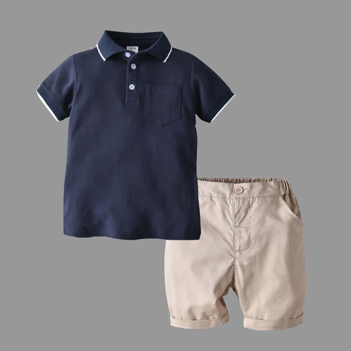Рубашка-поло с контрастной отделкой и шорты для маленьких мальчиков