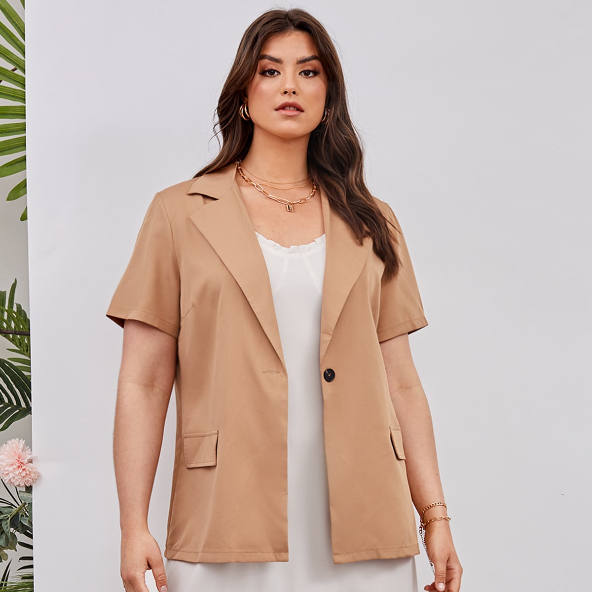   SheIn Пиджак размера плюс с коротким рукавом