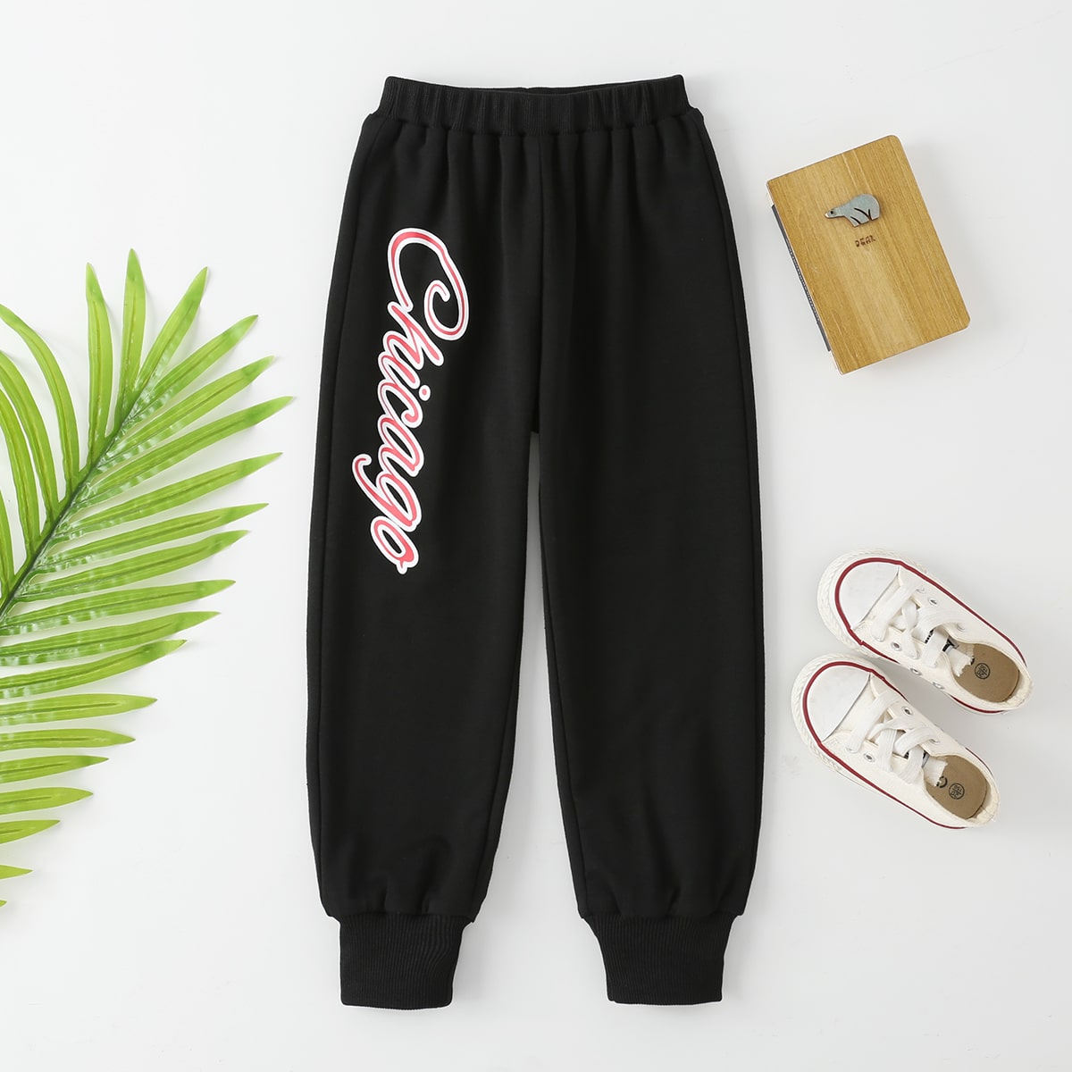   SheIn для мальчиков Спортивные брюки с текстовым принтом