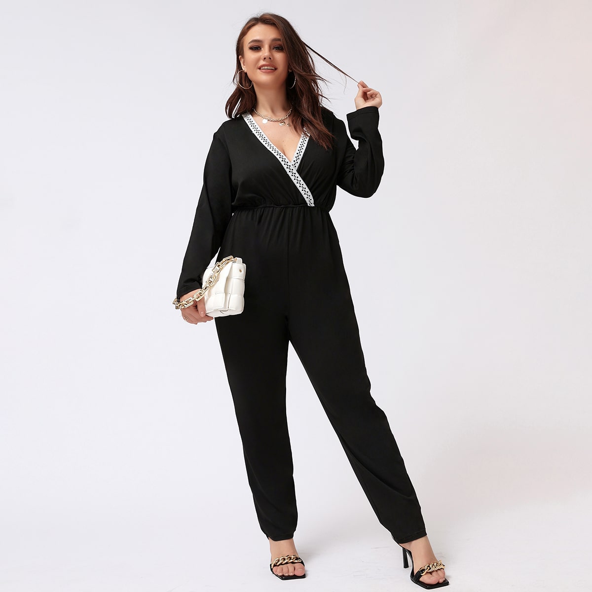   SheIn размера плюс Комбинезон с контрастной отделкой