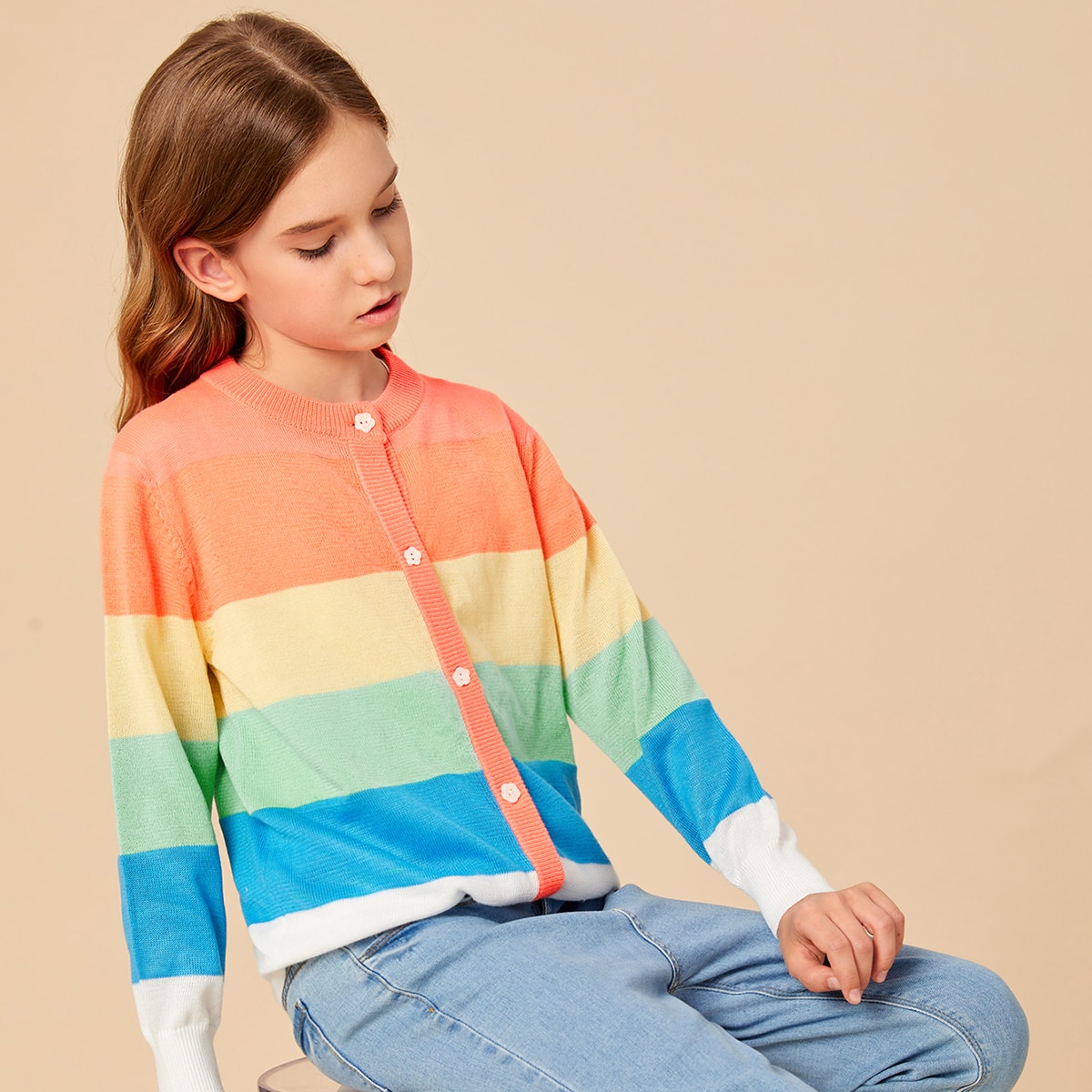   SheIn Контрастный кардиган для девочек
