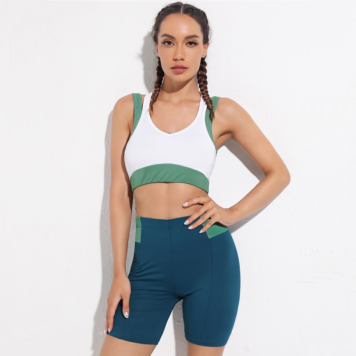  SheIn Спортивный костюм впитывающий пот дышащий Контрастный