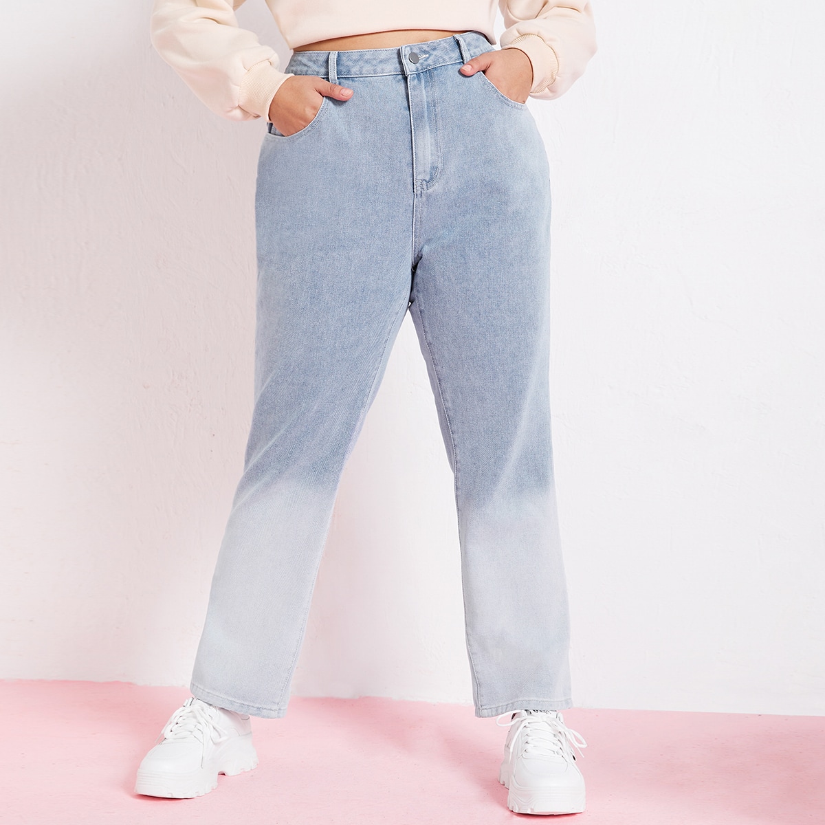   SheIn размера плюс Джинсы с карманом омбре