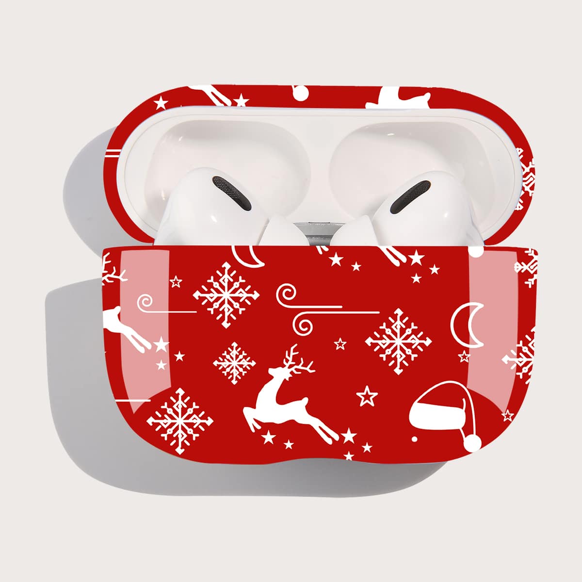 Чехол для Airpods с узором рождественский лось с рисунком