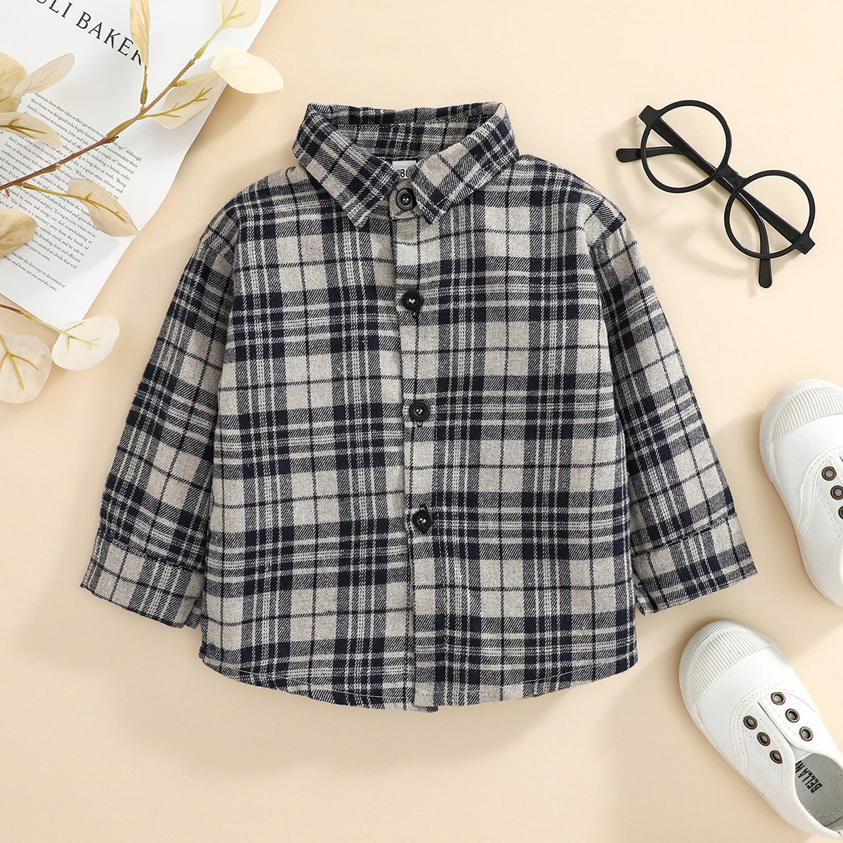   SheIn для детей Куртка в клетку на пуговицах
